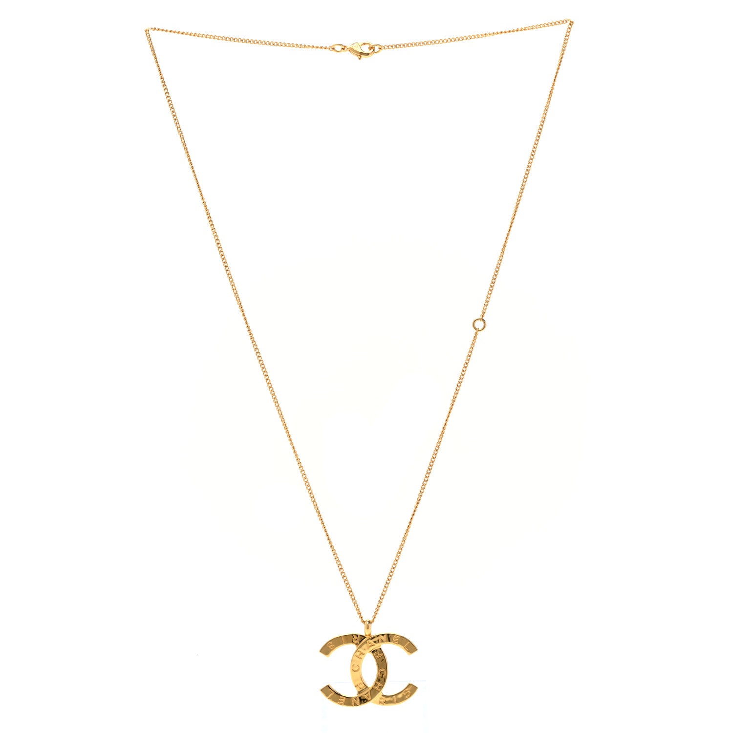 Chanel Metal CC Paris Button Necklace Gold 3 of 6