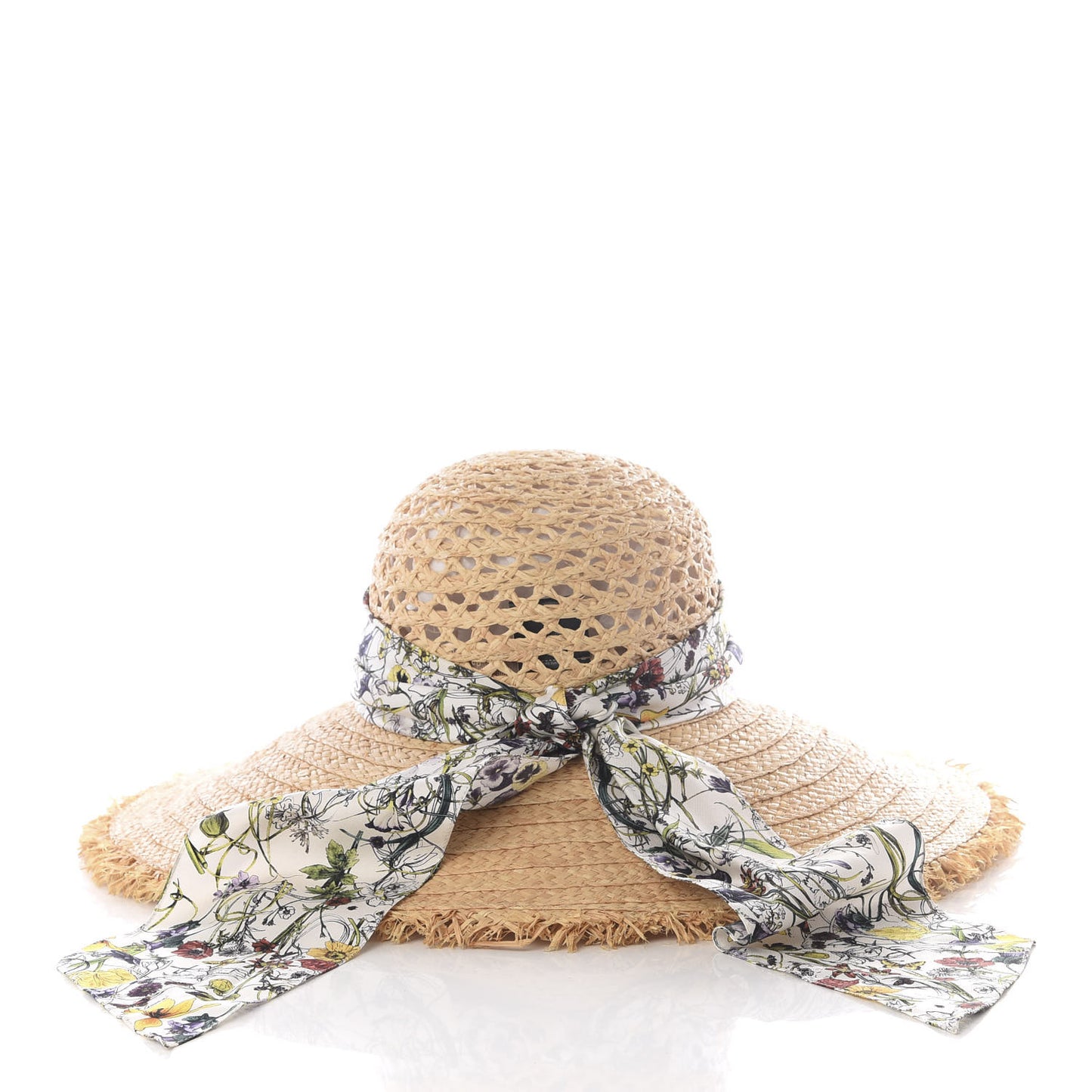 Straw Flora Infinity Scarf Wide Brim Hat S Natural