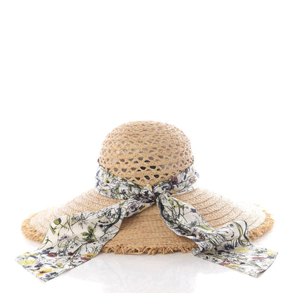 Gucci Straw Flora Infinity Scarf Wide Brim Hat S Natural 2 of 5