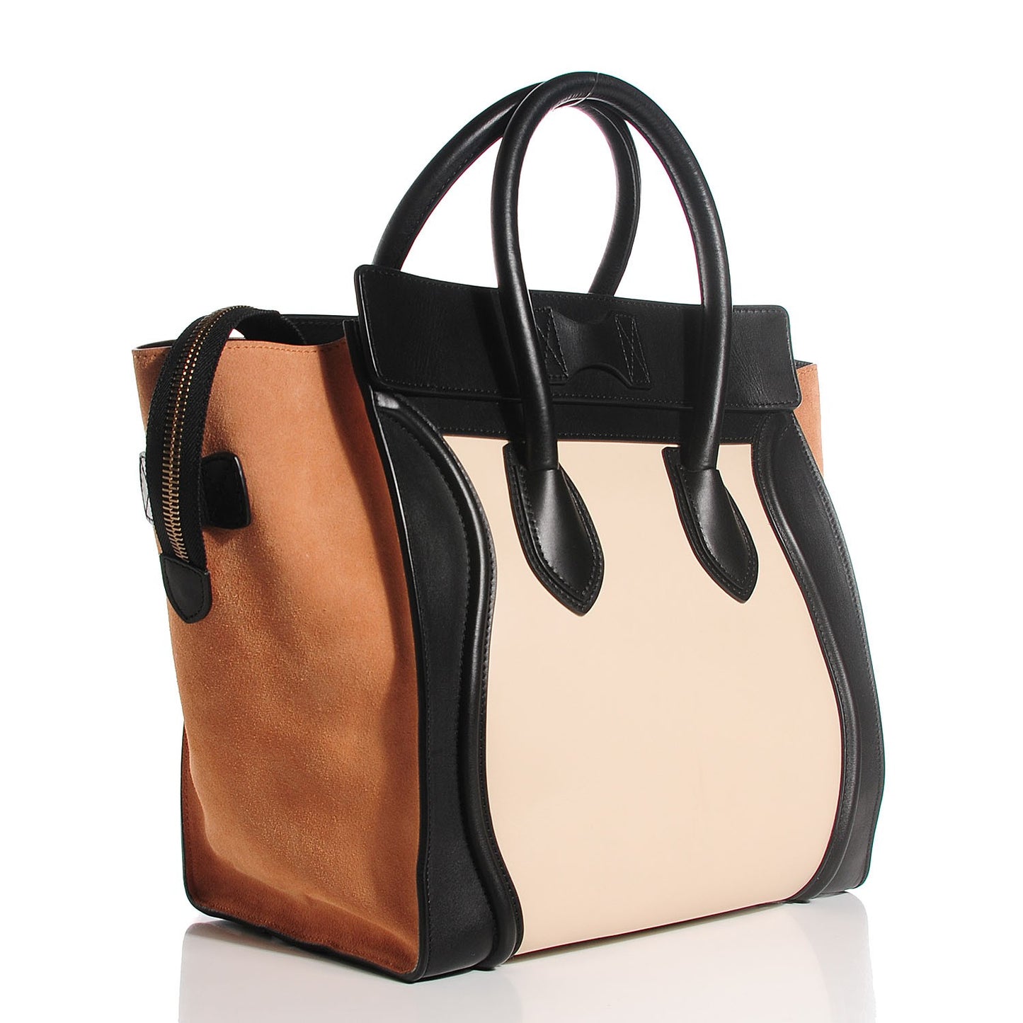 Satin Calfskin Mini Tri-Color Luggage Seashell