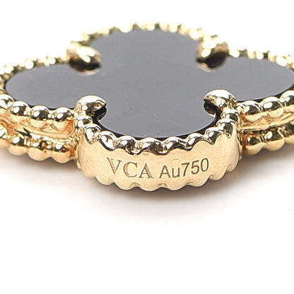 Van Cleef & Arpels 18K Yellow Gold Black Onyx 5 Motifs Vintage Alhambra Bracelet 4 of 5