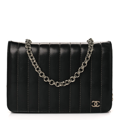 Chanel Lambskin Vertical Quilted Wallet On Chain WOC Black 1 of 9