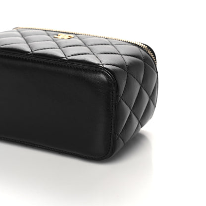 Chanel Lambskin Quilted Small Pearl Crush Vanity Case With Chain Black 10 of 12