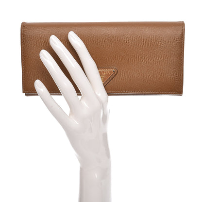 Prada Saffiano Continental Flap Wallet Caramel 2 of 10