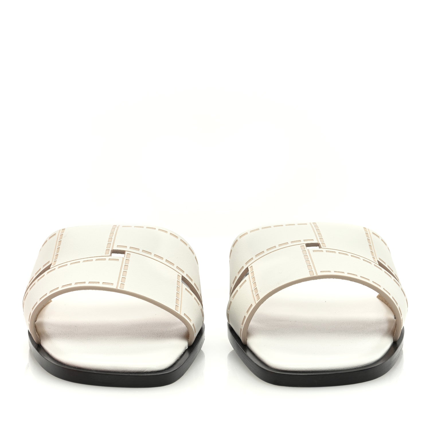 Hermes Calfskin Mosaique Idioma Sandals 38 White 3 of 8