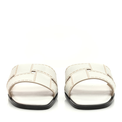 Hermes Calfskin Mosaique Idioma Sandals 38 White 3 of 8