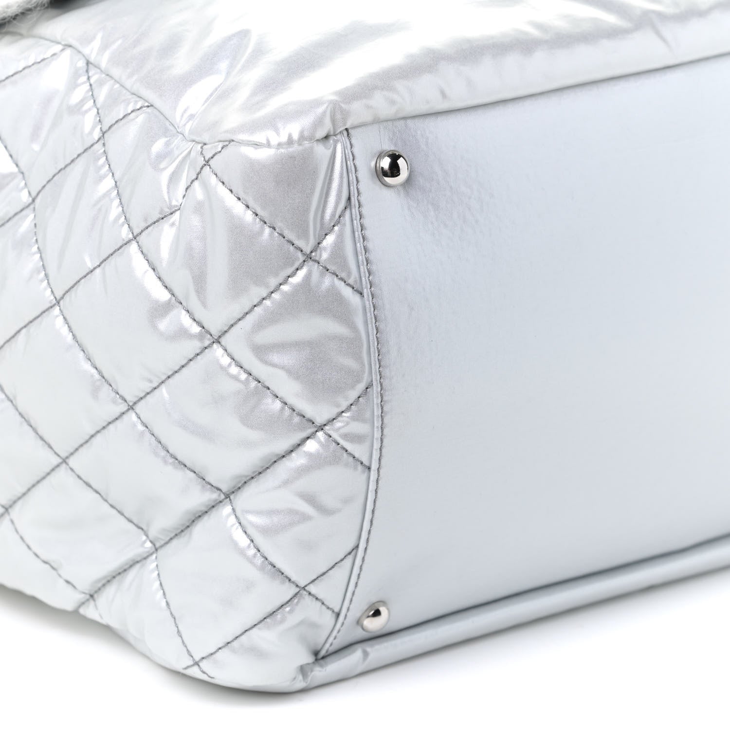 Chanel Vinyl Mohair Trimmed Accordion Arctic Polar Ice Flap Silver 6 of 9