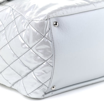 Chanel Vinyl Mohair Trimmed Accordion Arctic Polar Ice Flap Silver 6 of 9