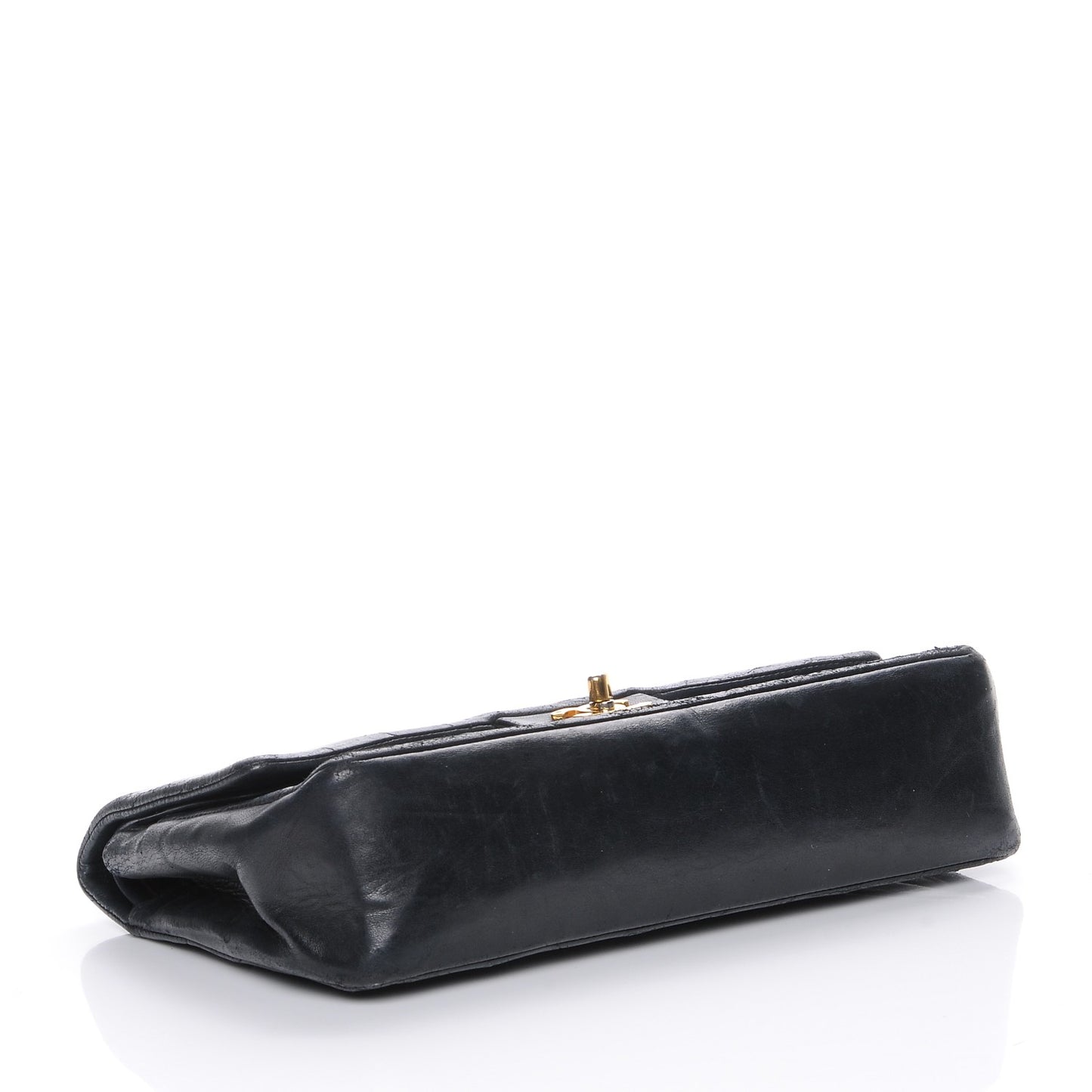 Lambskin Chevron Quilted Medium Double Flap Black