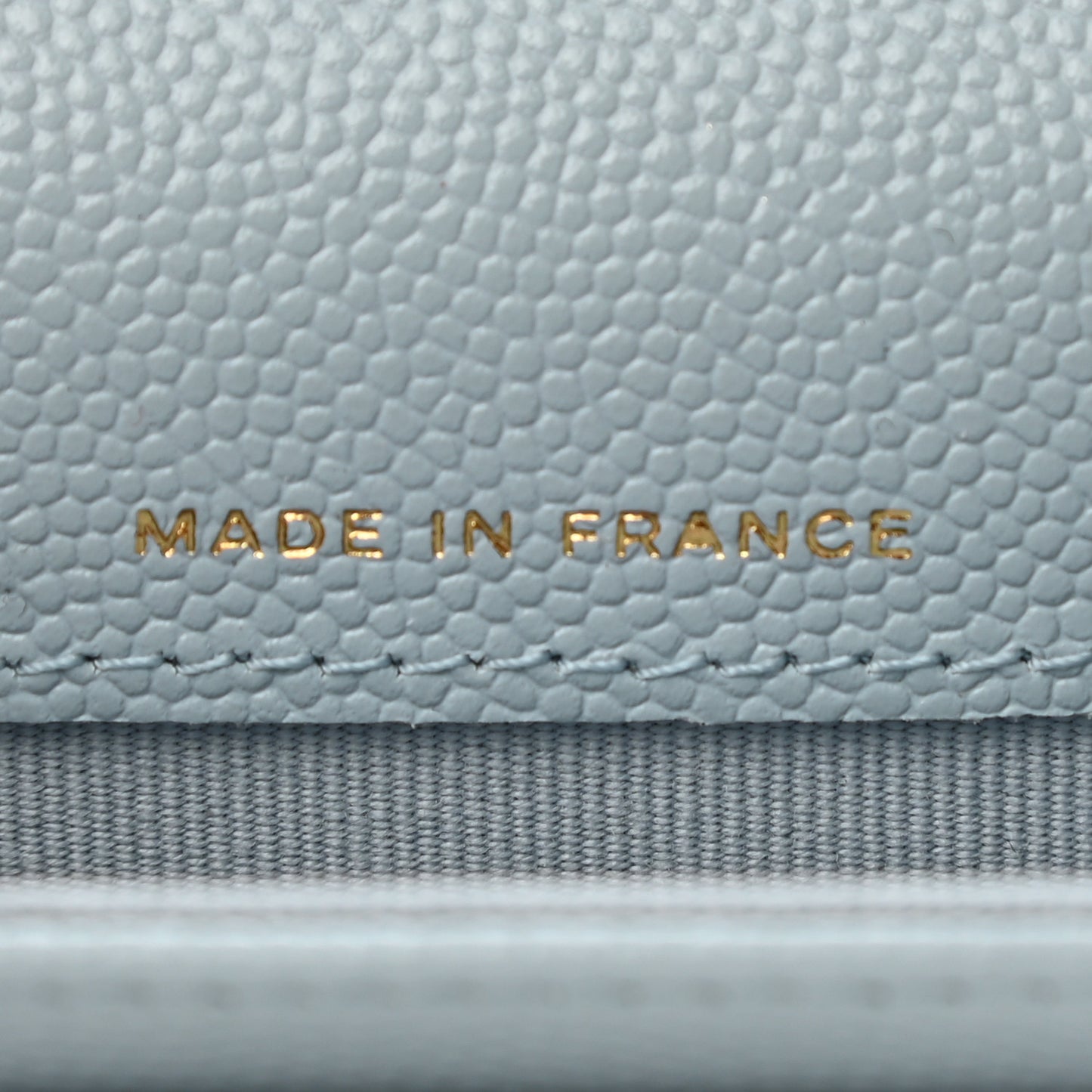 Caviar Quilted Flap Card Holder Wallet Light Blue