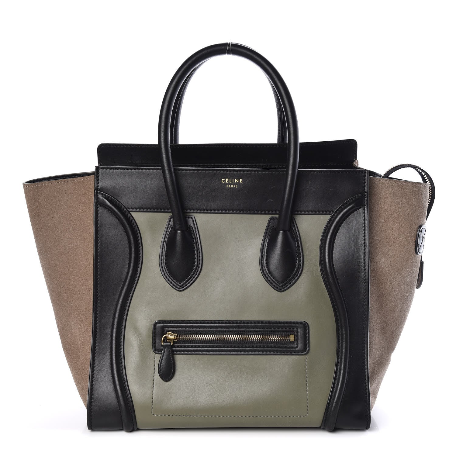 Celine Satin Calfskin Suede Mini Tri-Color Luggage Almond 1 of 13