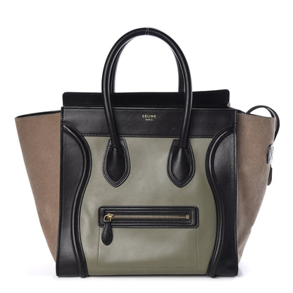 Celine Satin Calfskin Suede Mini Tri-Color Luggage Almond 1 of 13