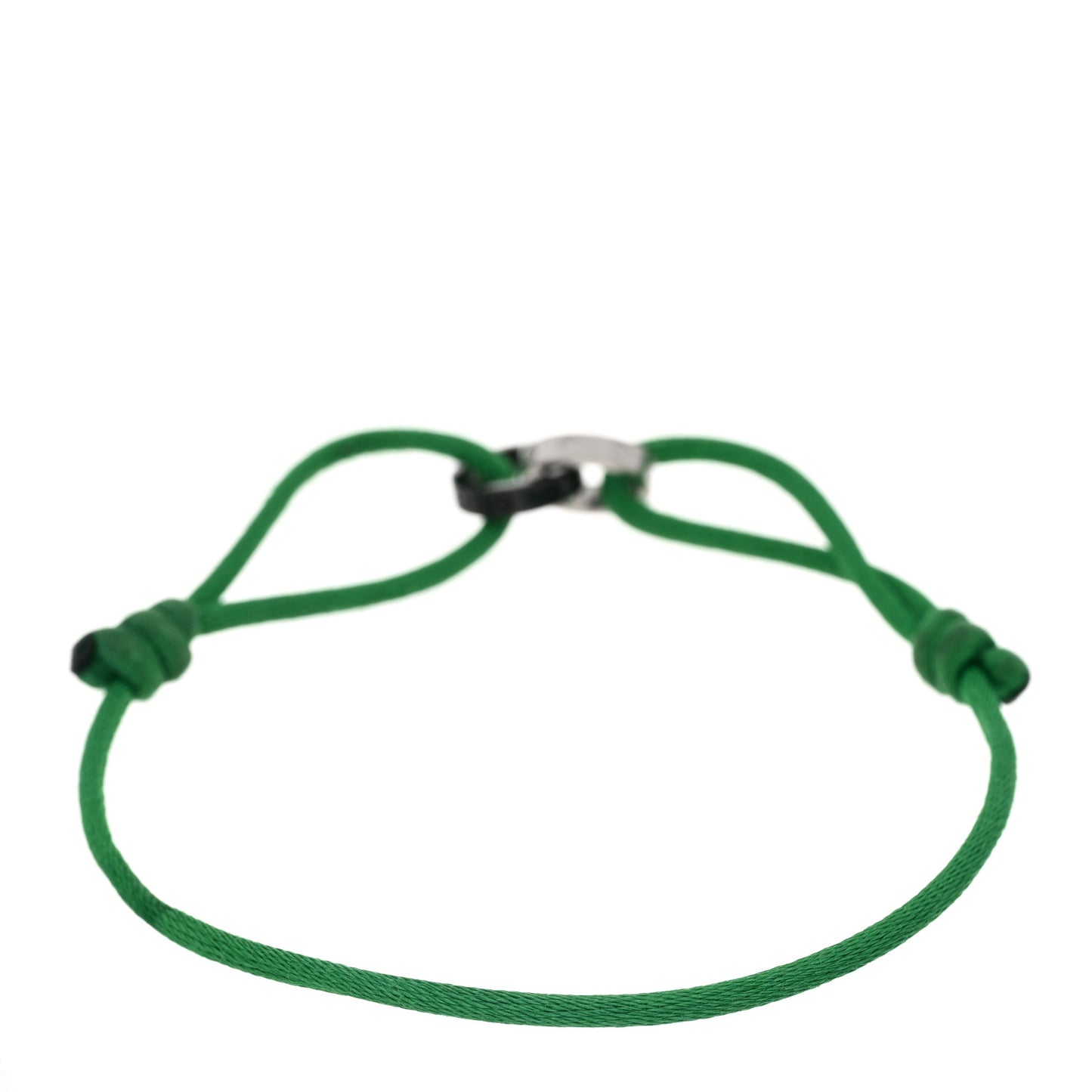 18K White Gold Ceramic 4 Diamond LOVE Cord Bracelet Green