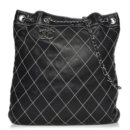 Chanel Lambskin Contrast Stitch Shoulder Bag Black 1 of 7
