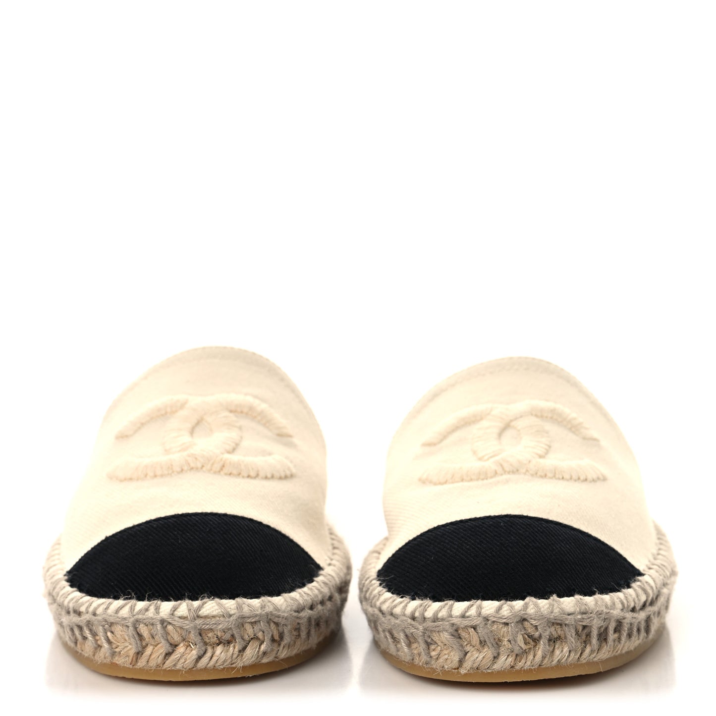 Denim CC Espadrille Mules 38  White Black