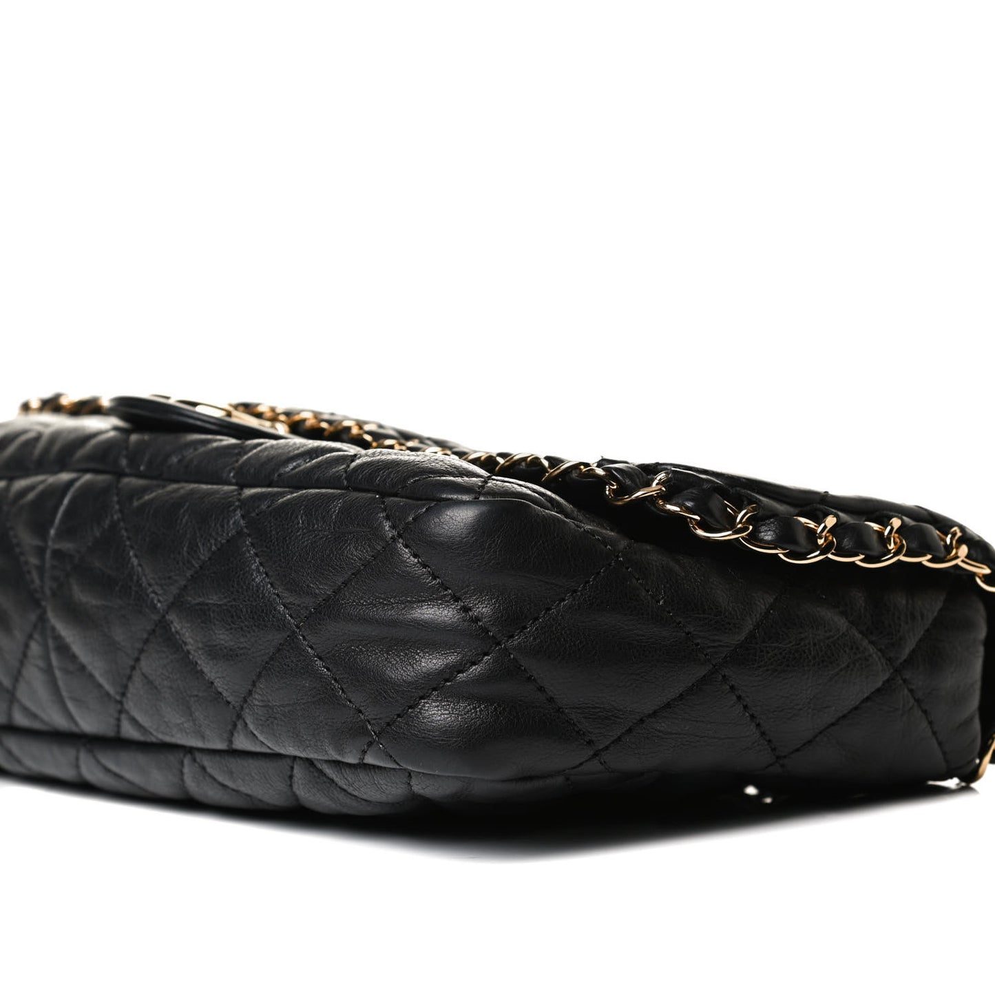 Calfskin Quilted Medium Chain Me Flap Black