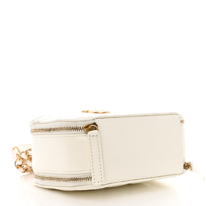 Chanel Crumpled Calfskin Quilted Mini Get Round Top Handle Vanity Case White 4 of 11
