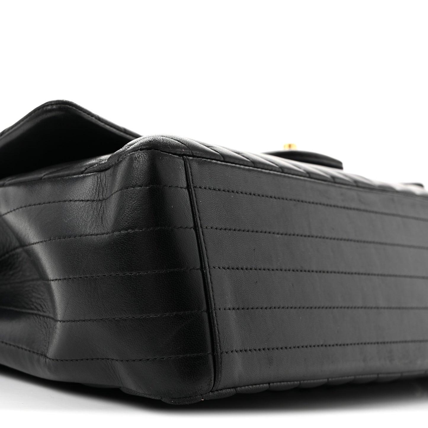 Lambskin Chevron Quilted Maxi Double Flap Black