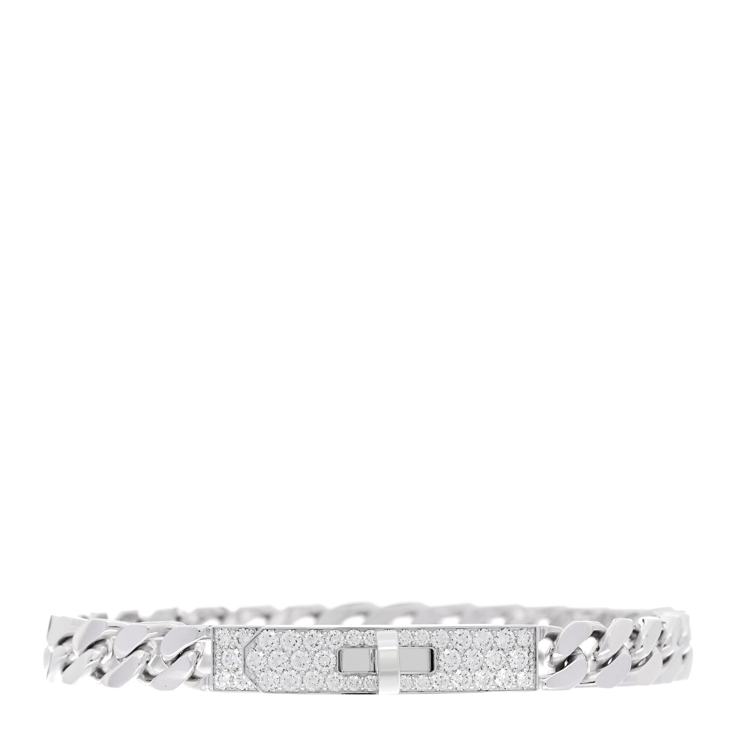 18K White Gold Diamond TPM Kelly Gourmette Bracelet SH