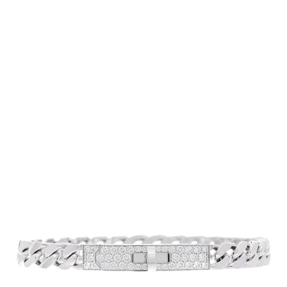 Hermes 18K White Gold Diamond TPM Kelly Gourmette Bracelet SH 1 of 4