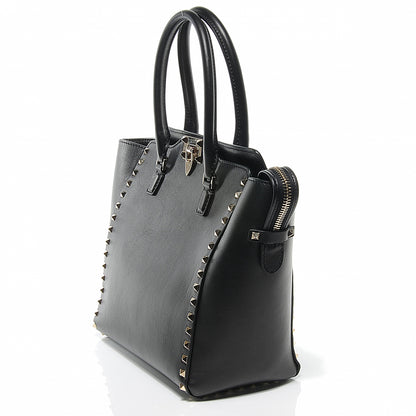 Valentino Garavani Vitello Rockstud Double Handle Tote Black 6 of 8