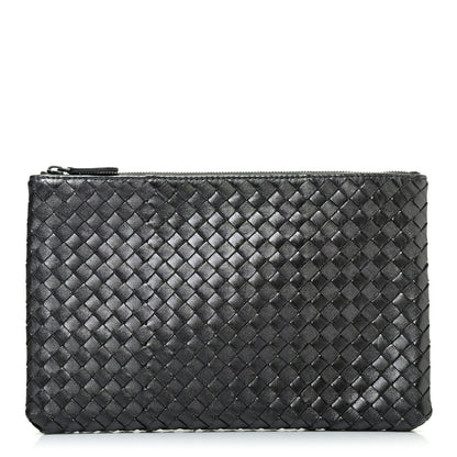 Bottega Veneta Nappa Intrecciato Large Flat Zip Biletto Pouch Black 1 of 8