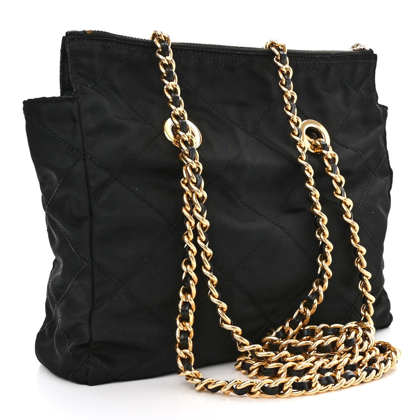 Nylon Tessuto Quilted Shoulder Bag Black