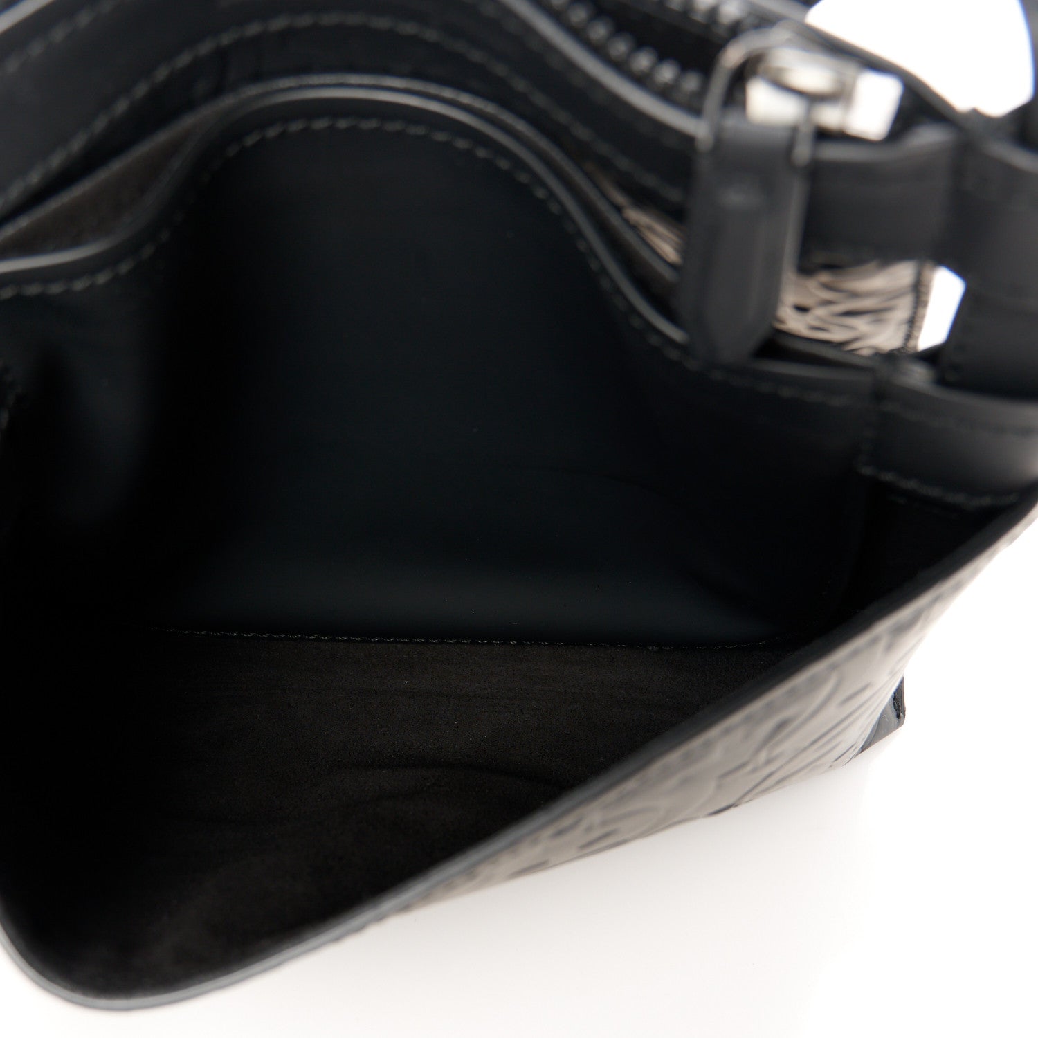 Salvatore Ferragamo Calfskin Gancini Embossed Brooklyn Crossbody Bag Black 7 of 11