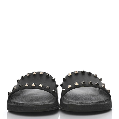 Valentino Garavani Rubber Rockstud Slide Sandals 38 Black 2 of 4