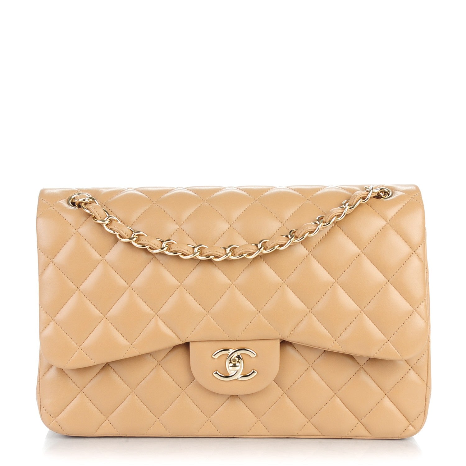 Chanel Lambskin Quilted Jumbo Double Flap Beige 1 of 8