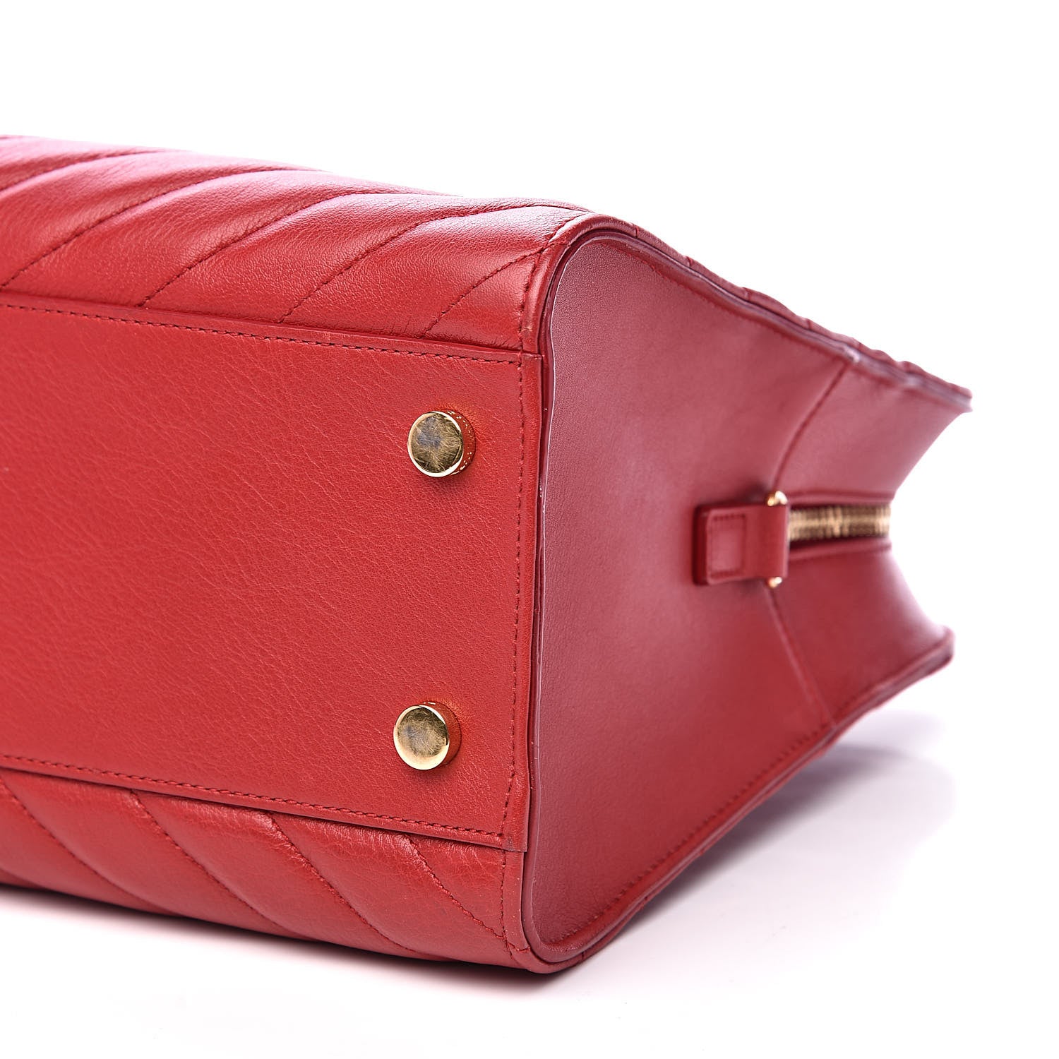 Saint Laurent Calfskin Matelasse Chevron Small Monogram Cabas Lipstick Red 9 of 14