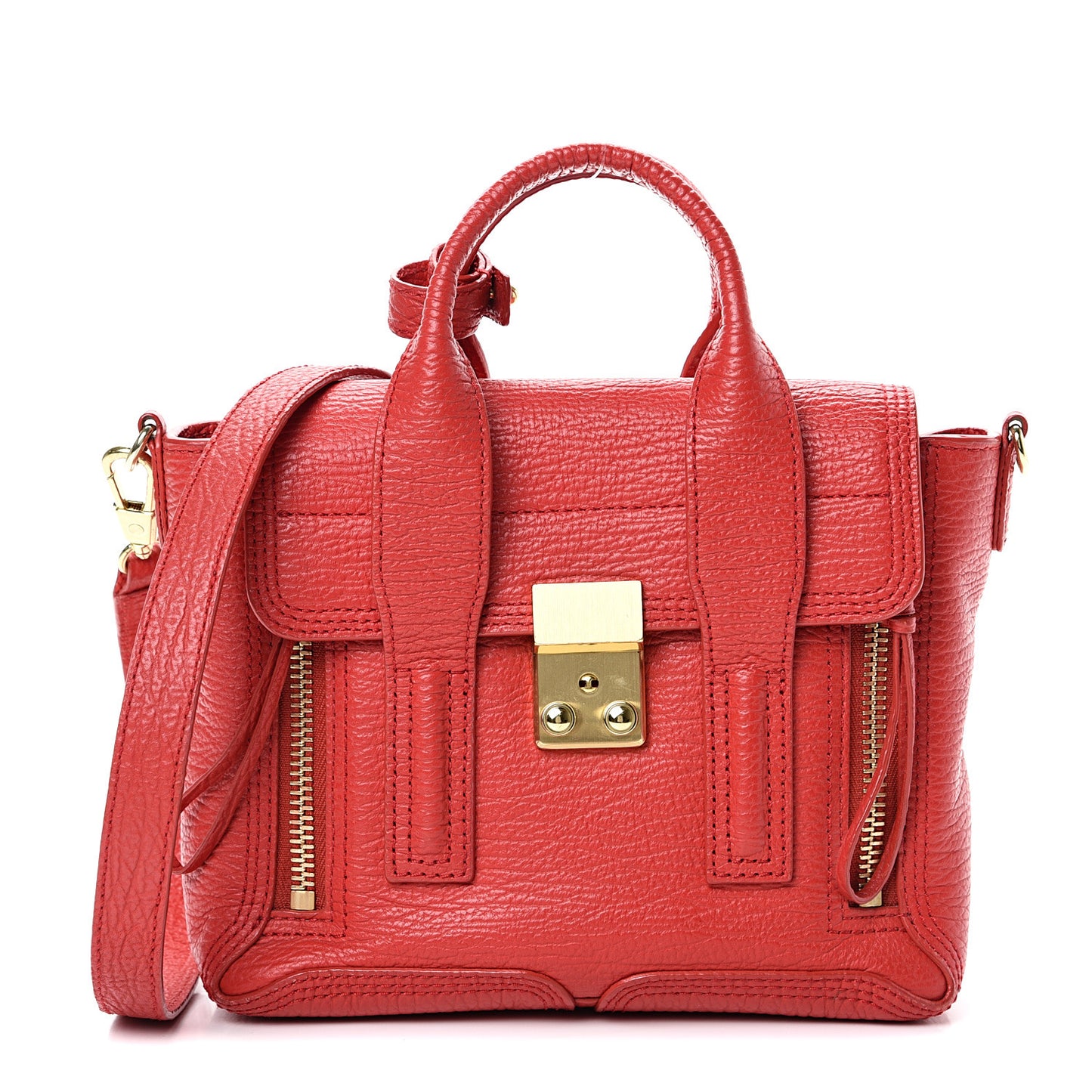 3.1 Textured Calfskin Mini Pashli Satchel Red