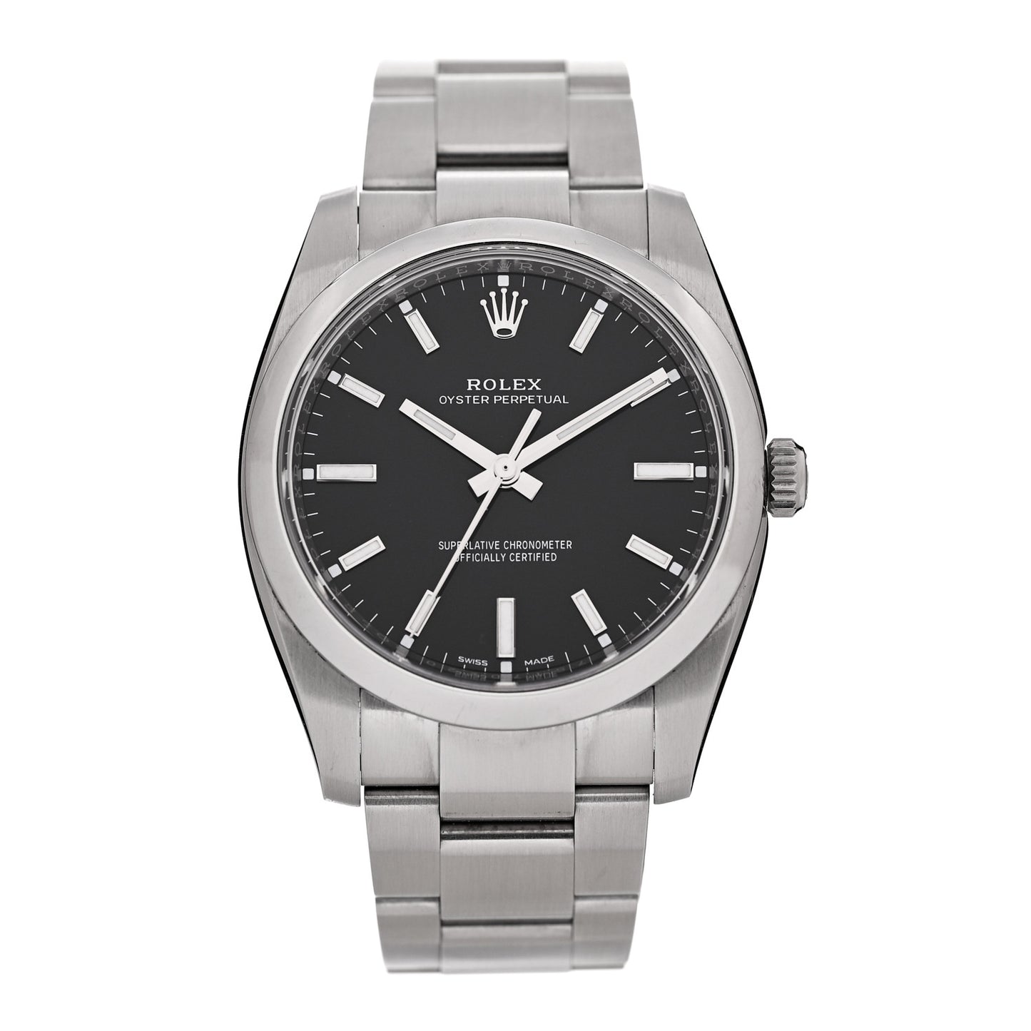 Stainless Steel 34mm Oyster Perpetual Watch Black 114200