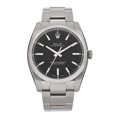 Rolex Stainless Steel 34mm Oyster Perpetual Watch Black 114200 1 of 5