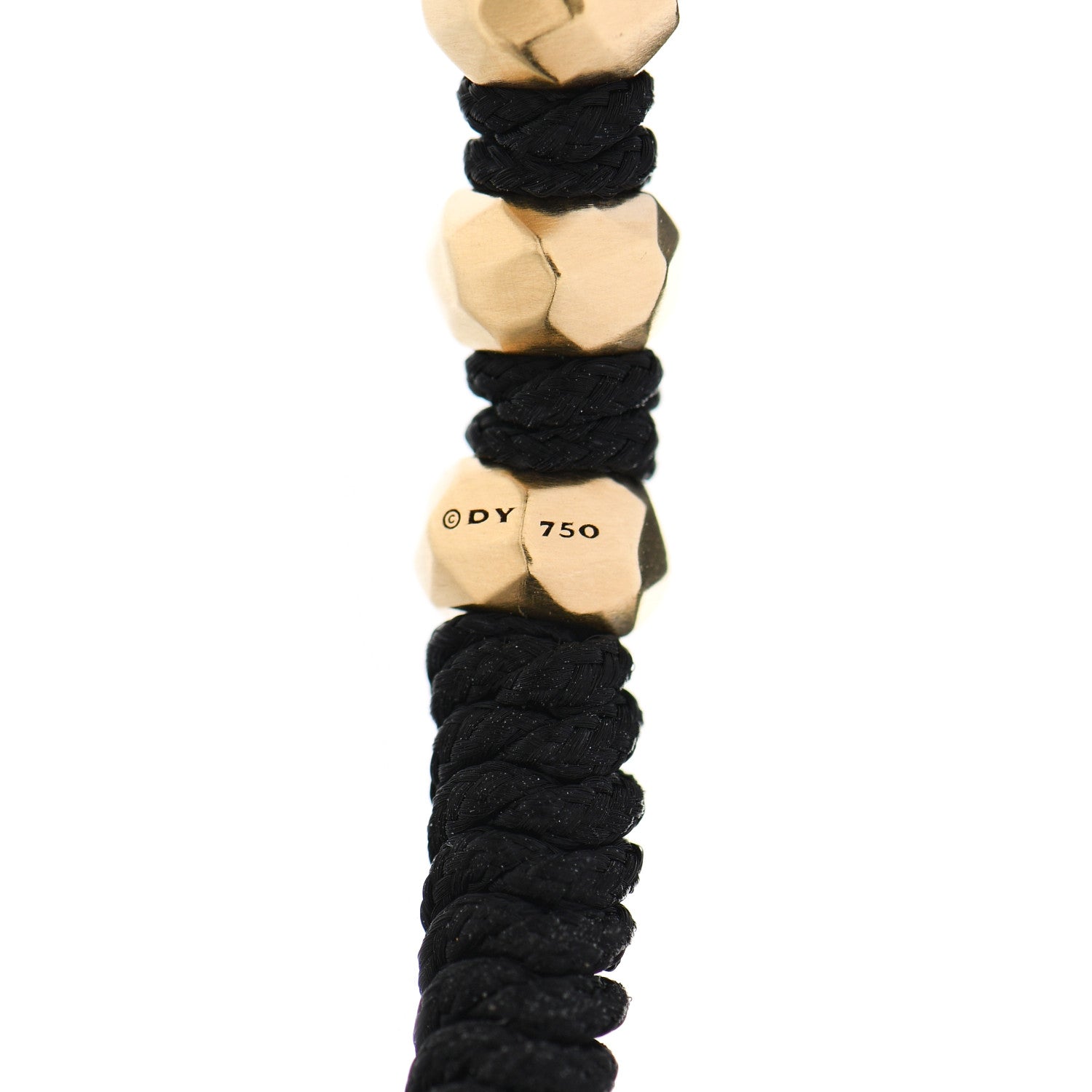 David Yurman 18K Yellow Gold Nylon Fortune Woven Bracelet Black 3 of 3