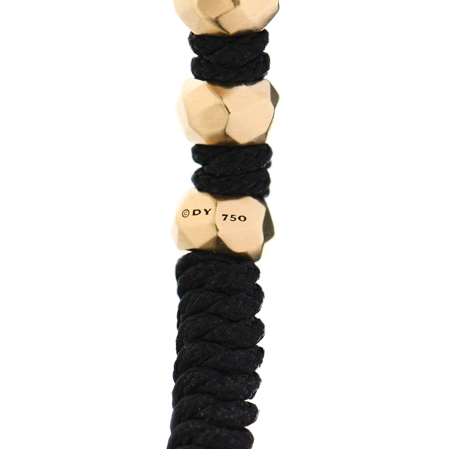 18K Yellow Gold Nylon Fortune Woven Bracelet Black