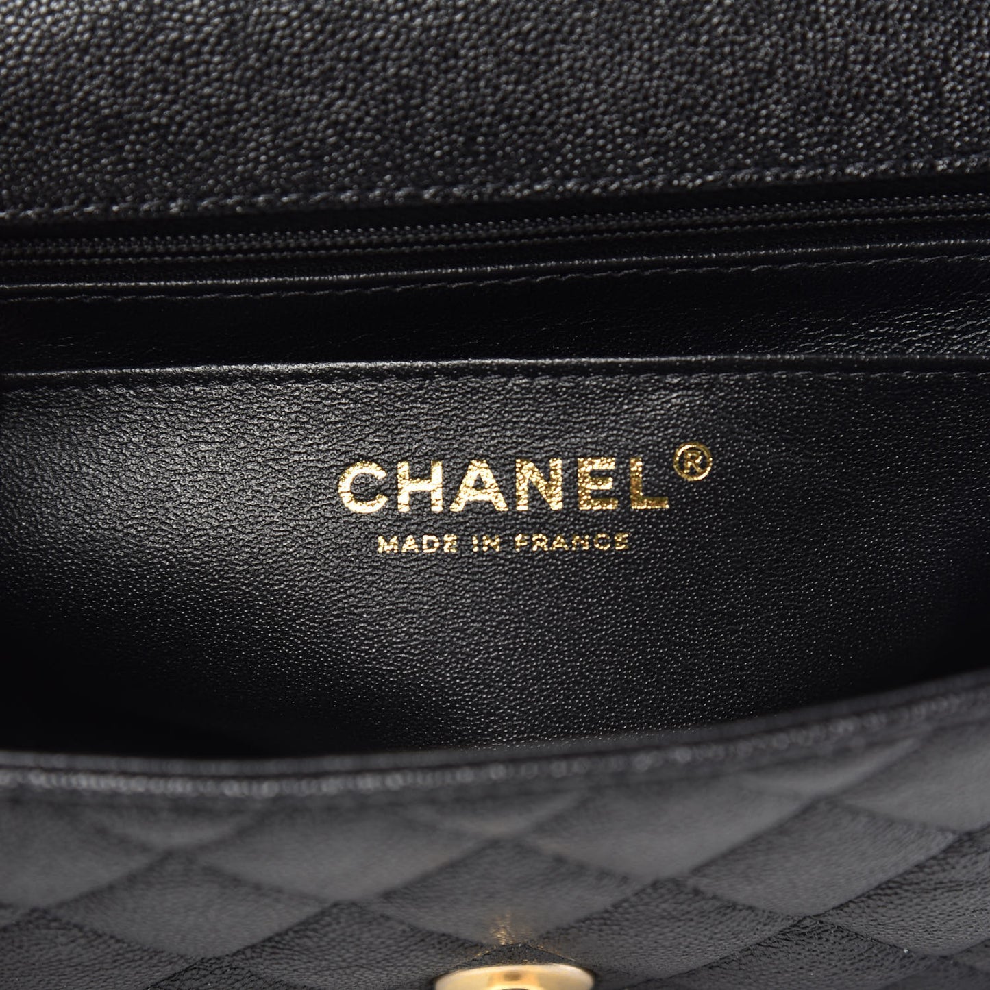 Caviar Quilted Mini Top Handle Rectangular Flap Black