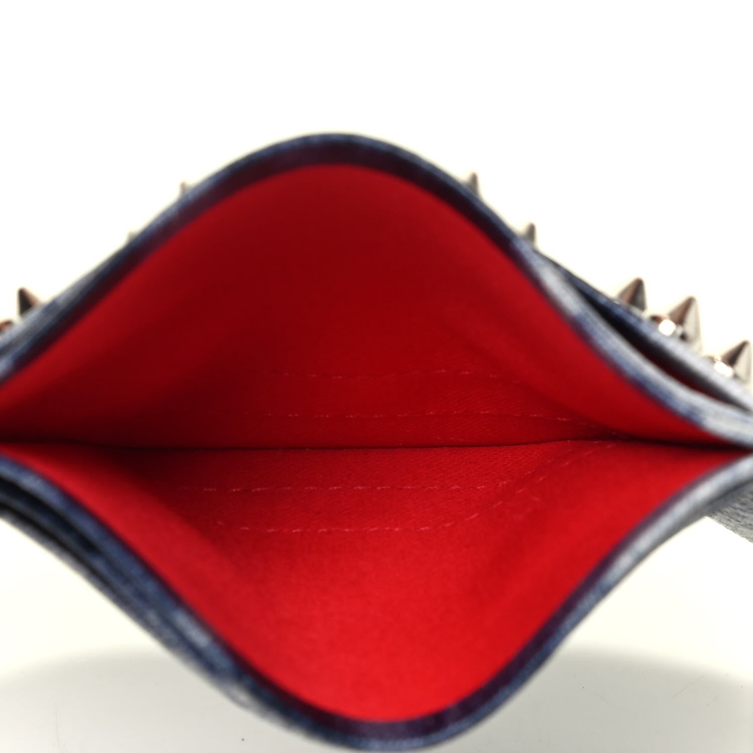 Christian Louboutin Calfskin Loubisky Studded Kios Card Holder Blue 3 of 3