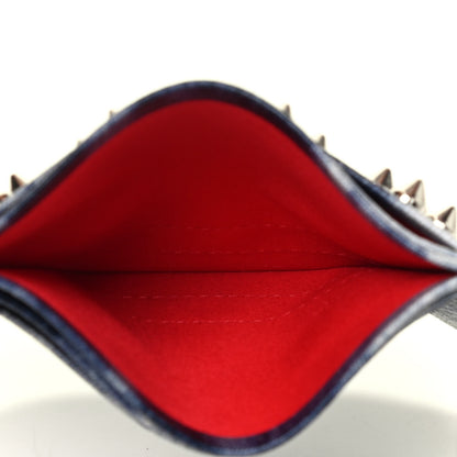 Christian Louboutin Calfskin Loubisky Studded Kios Card Holder Blue 3 of 3
