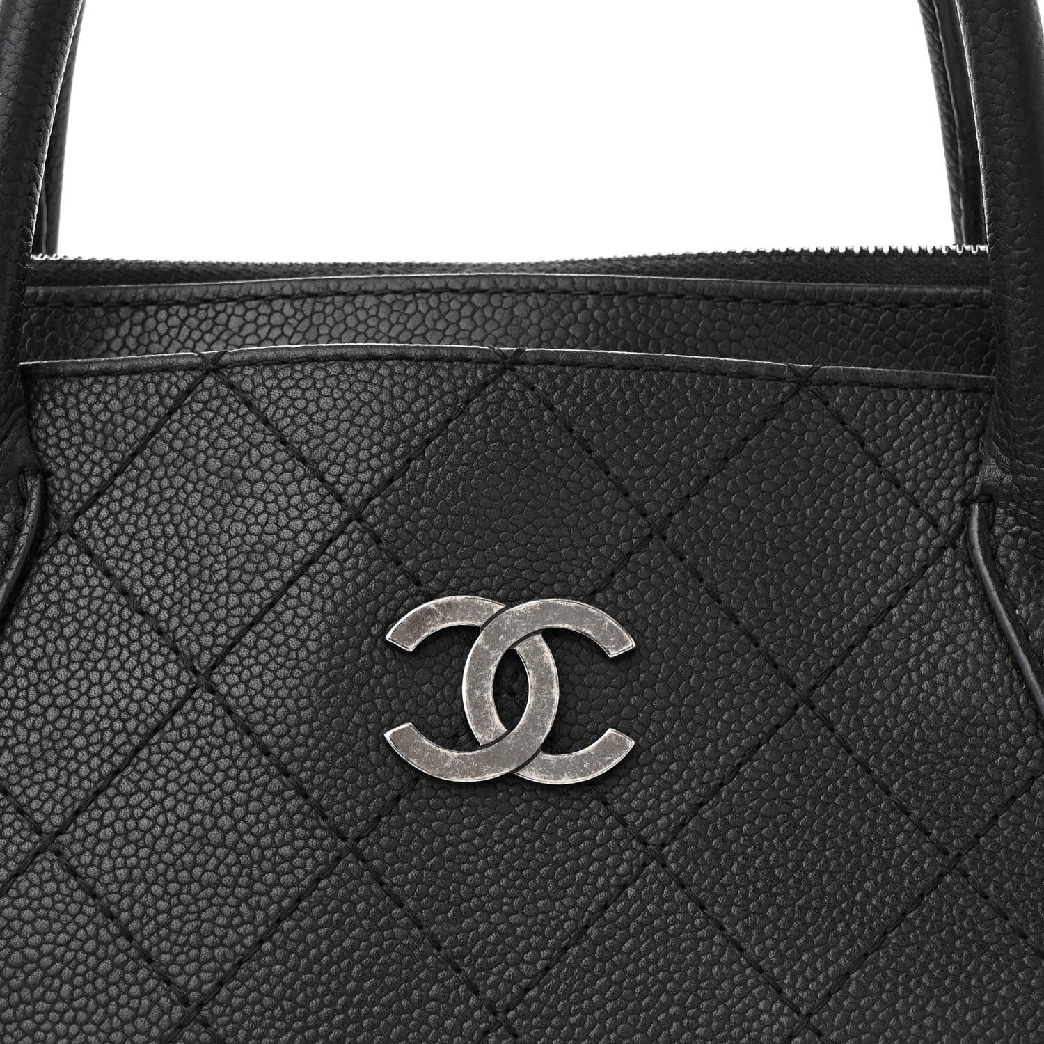 Chanel Grained Vegetal Calfskin Small Urban Shopping Tote Black 8 of 10