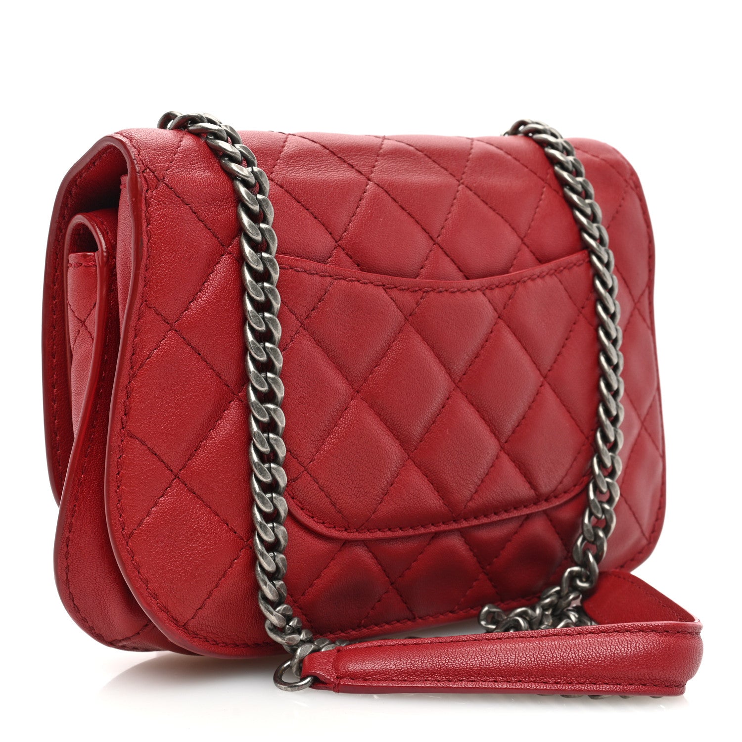 Chanel Goatskin Quilted Small Natural CC Flap Red 3 of 11