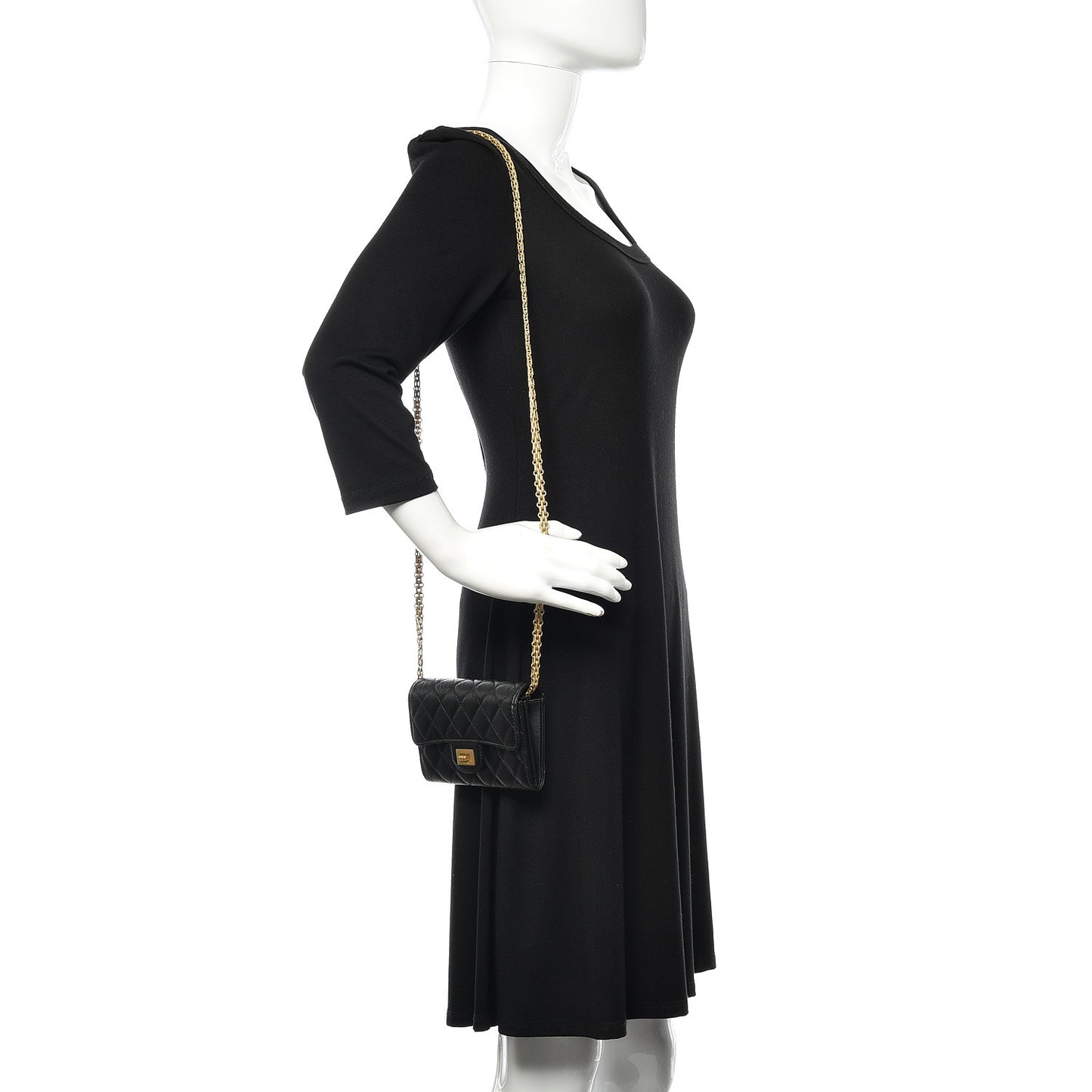 Aged Calfskin Quilted 2.55 Reissue Clutch With Chain Black
