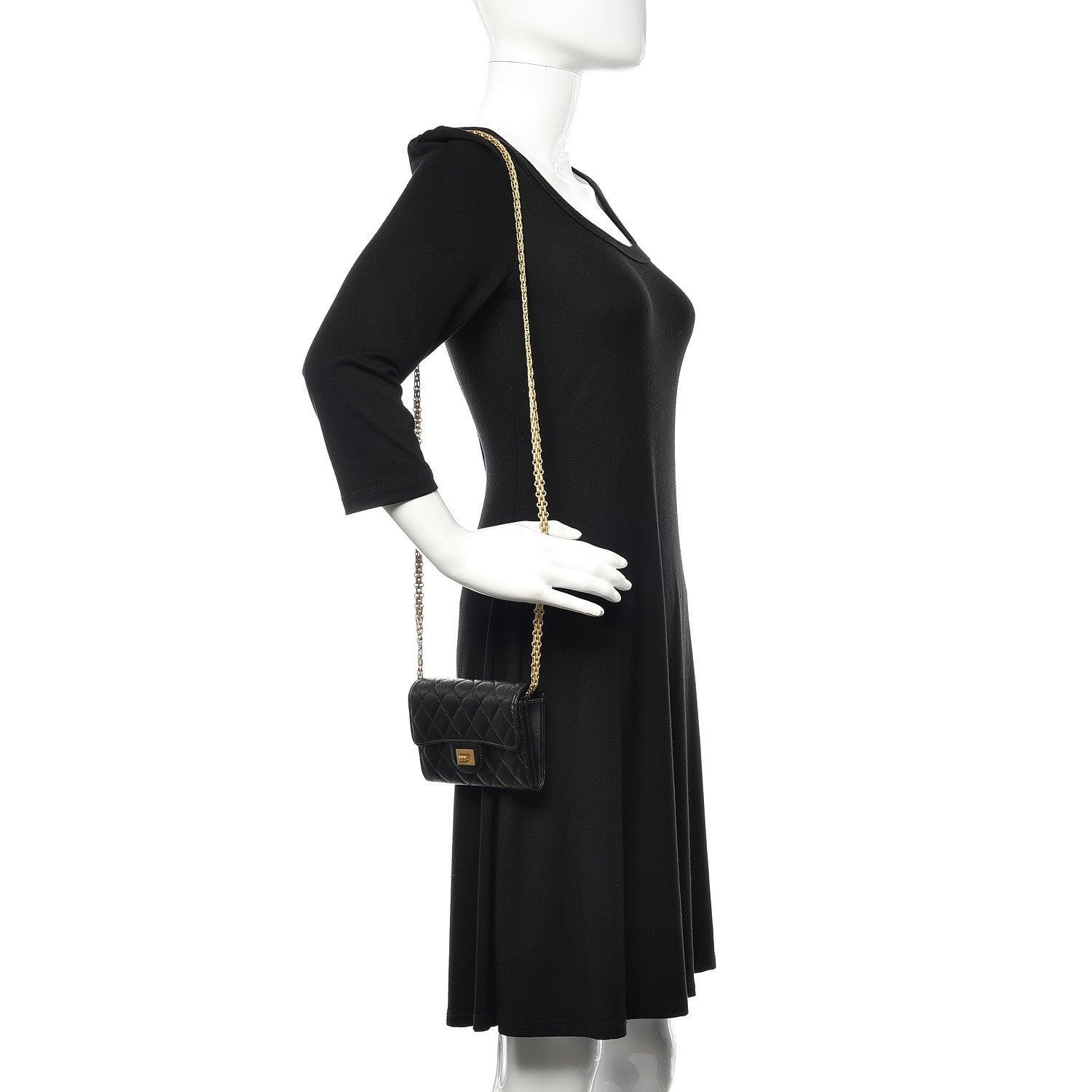 Chanel Aged Calfskin Quilted 2.55 Reissue Clutch With Chain Black 2 of 12