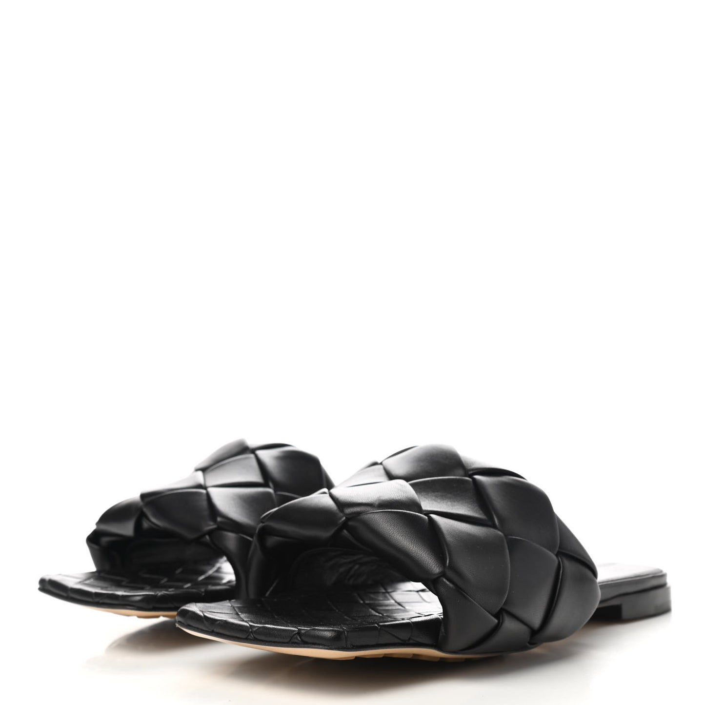 Nappa Maxi Intrecciato Lido Flat Sandals 38 Black