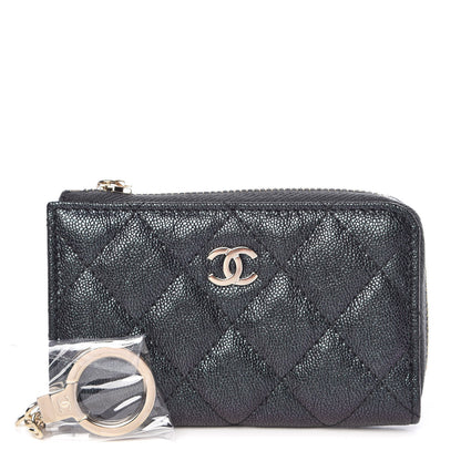 Chanel Iridescent Caviar Quilted Zipped Key Holder Case Black 1 of 8