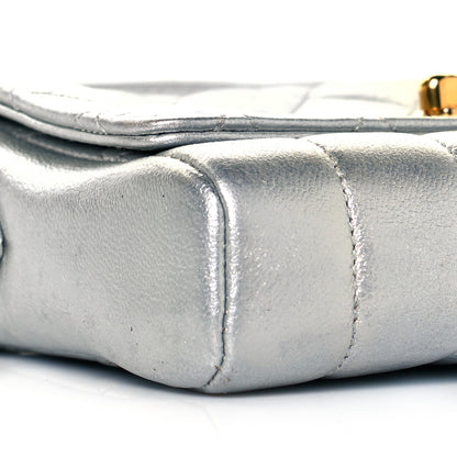 Chanel Metallic Goatskin Quilted Square Flap Shoulder Bag Silver 8 of 9