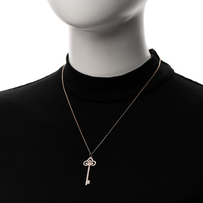 Tiffany 18K Rose Gold Diamond Fleur De Lis Key Pave Pendant Necklace 2 of 8