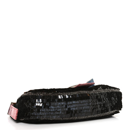 Fendi Sequin Beaded Lizard Baguette Black Multicolor 4 of 13