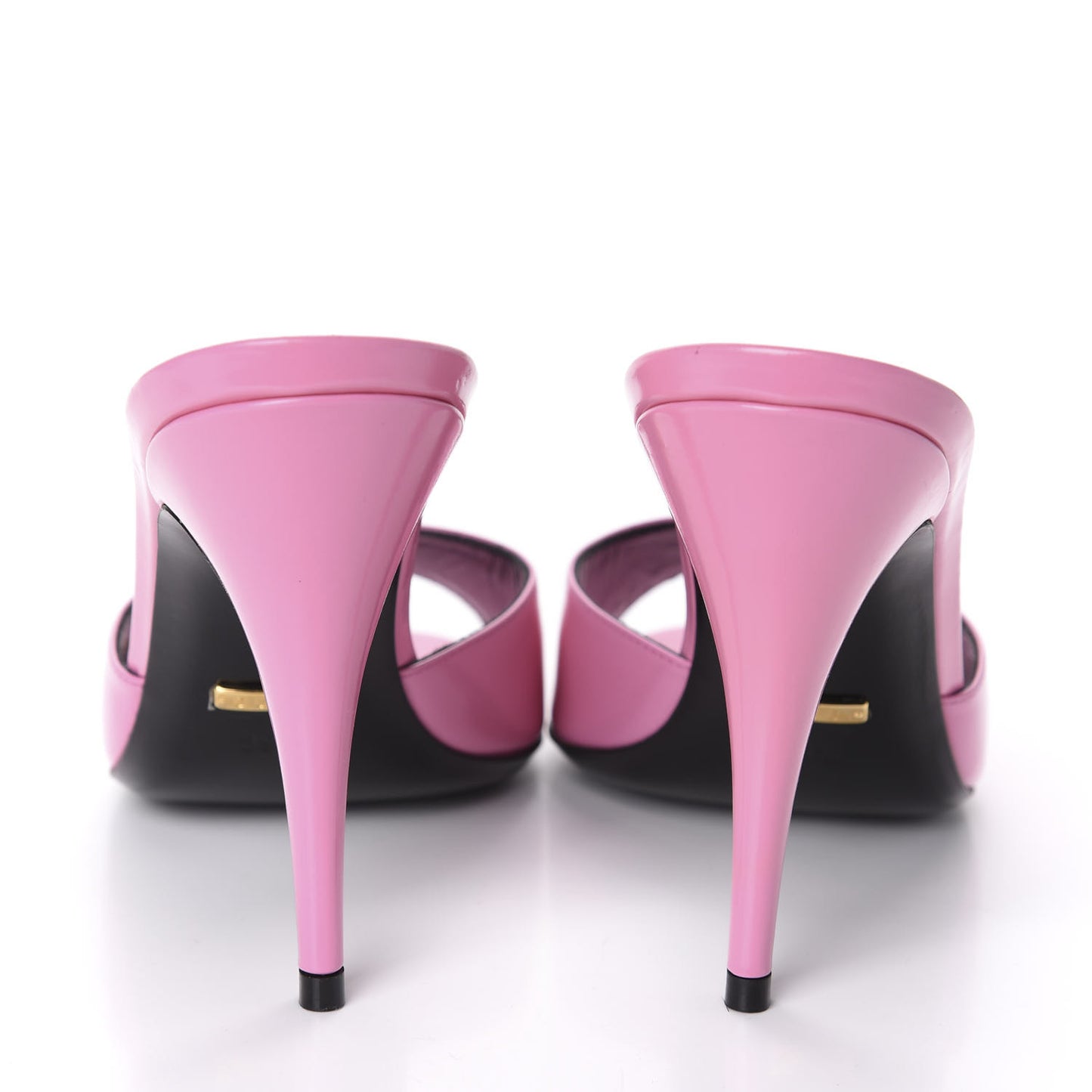 Polished Calfskin Scarlet Mid Heel Slide Sandals 39.5 Pink Plexi