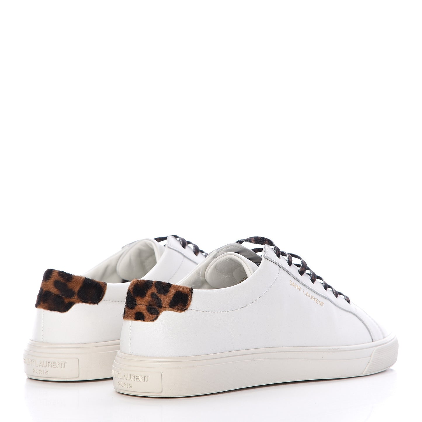 Calfskin Pony Hair Leopard Print Andy Low Top Sneakers 36.5 Optic White
